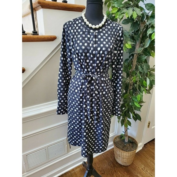 Merona Women's Black Polyester Henleyneck Long Sleeve Casual Knee Length Dress M - Picture 1 of 12